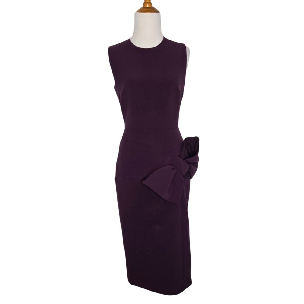 Roksanda Womens Laurna Cady Bow Dress Womens Sheath Purple 40s Inspired Size 8